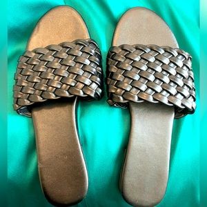 Woven Black Faux Leather Sandals - Worn Once - Easy to Dress Up or Dress Down